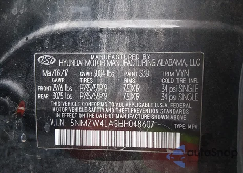 2017 Hyundai Santa Fe Sport 2.0T Ultimate из США, поврежденный, VIN 5NMZW4LA5HH048607